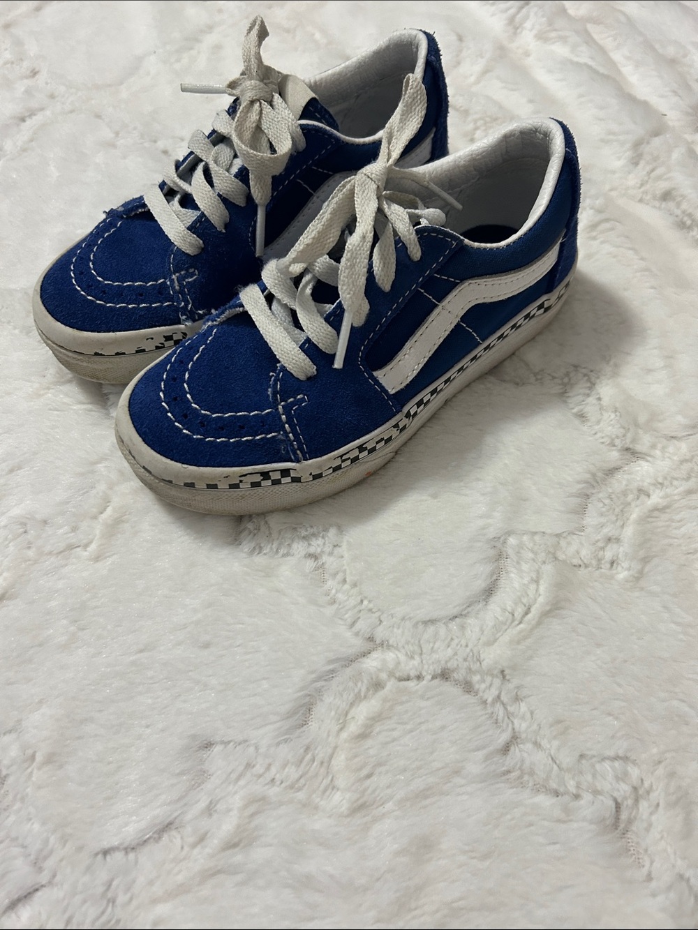 Vans Kids Blue Suede Low-Top Sneakers with White Stripe